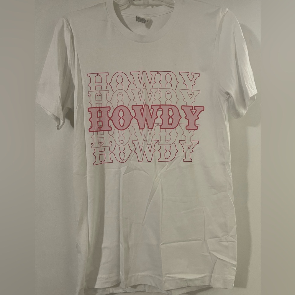 New White and Pink Graphic T-Shirt